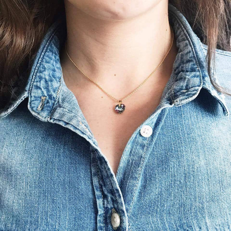 Cadena con corazón cristal Swarovski 1 cm
